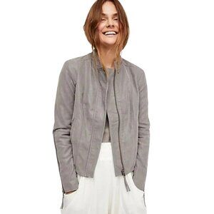 Free People Women's Faux Vegan Leather Moto Jacket- Grey Size 8